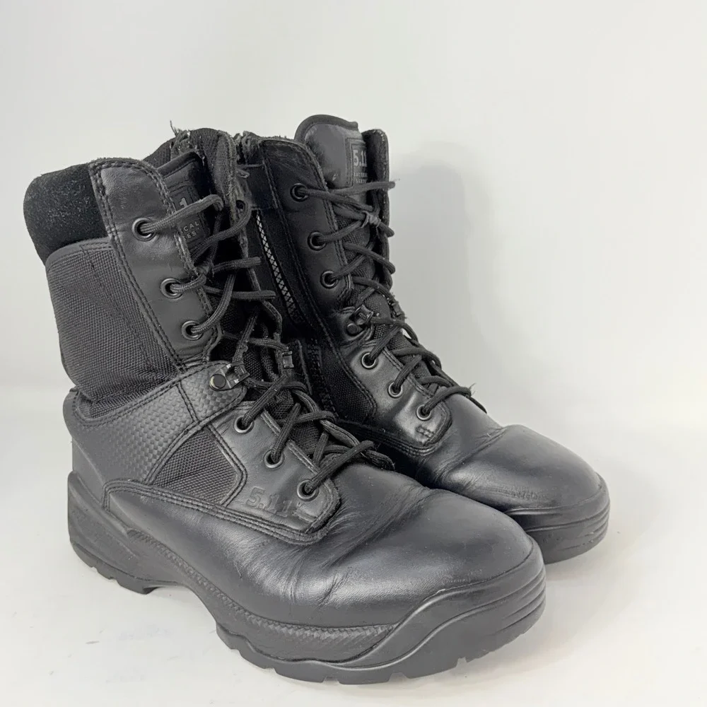 5.11 Tactical Series ATAC 8 Inch Side Zip Boots Mens 9.5 Black Leather 12001